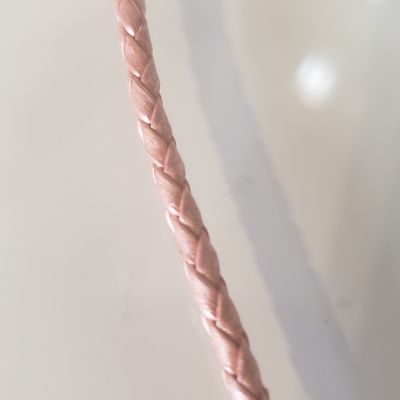 Pandora Ale .925 Silver Clasp Choker Leather Braided Blush Pink Boho Chic - Picture 7 of 9